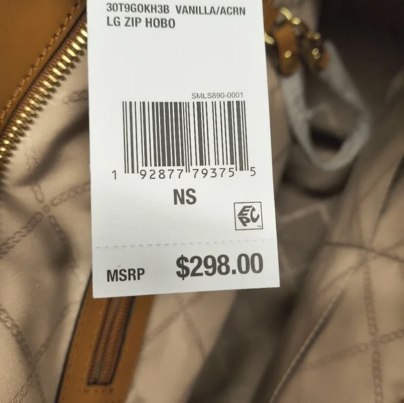 Michael Kors Brooke Lg Zip Hobo in Vanilla/Acorn - Picture 11 of 13